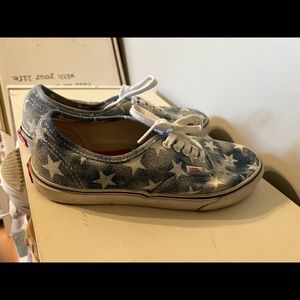 denim and white star vans